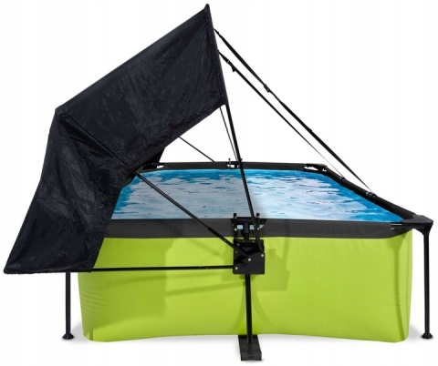 Basen ogrodowy stelażowy 220x150x65 cm limon z osłoną przeciwsłoneczną Exit