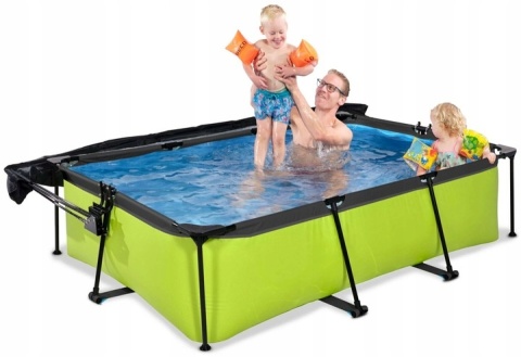 Basen ogrodowy stelażowy 220x150x65 cm limon z osłoną przeciwsłoneczną Exit