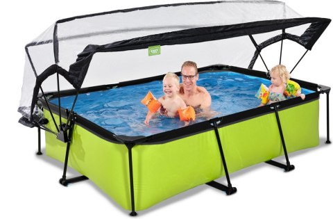 Basen ogrodowy stelażowy 300x200x65 cm wood kopuła Exit limonka