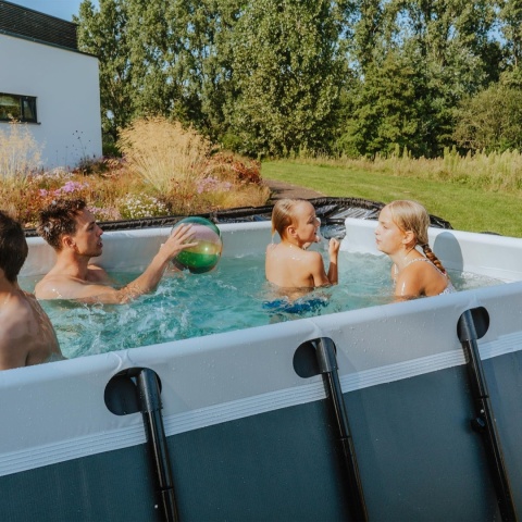 Basen ogrodowy stelażowy 400x200x122 cm piaskowa Exit 30.27.42.20