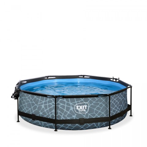 Basen ogrodowy stelażowy 244x76 cm kopuła Stone Exit