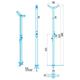 Prysznic basenowy 2 głowice z zaworem czasowym, Astralpool 59778