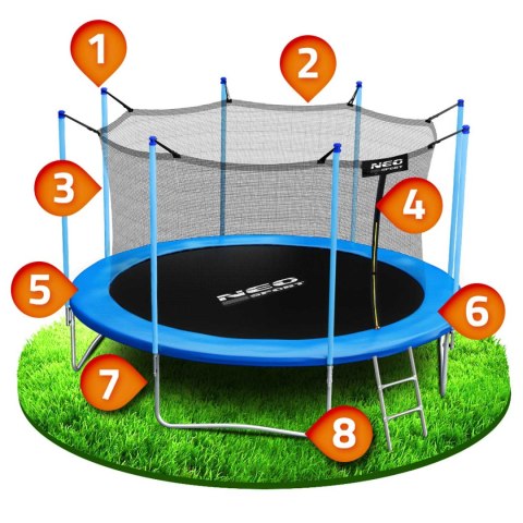 Trampolina ogrodowa 12ft/374cm z siatką wewnętrzną i drabinką