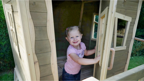 Domek drewniany dla dzieci ze zjeżdżalnią Crooky 300 Exit