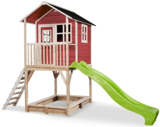 Domek drewniany dla dzieci ze zjeżdżalnią Loft 700 Exit - czerwony