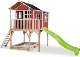Domek drewniany dla dzieci ze zjeżdżalnią Loft 750 Exit - czerwony