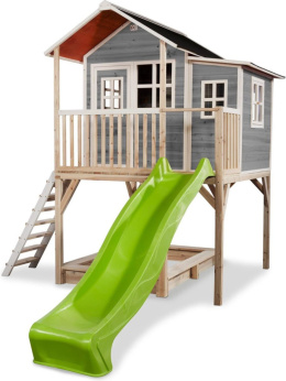 Domek drewniany dla dzieci ze zjeżdżalnią Loft 750 Exit - szary