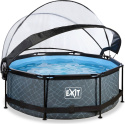 Basen ogrodowy stelażowy 300x76 cm kopuła Stone Exit 30.32.10.00