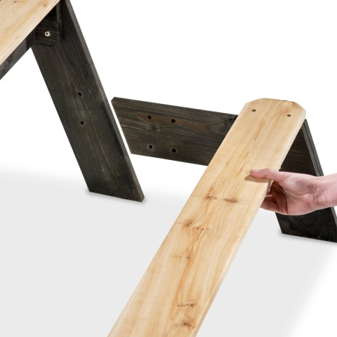 Stolik do wody i piasku drewniany z ławeczką i parasolem Aksent Exit