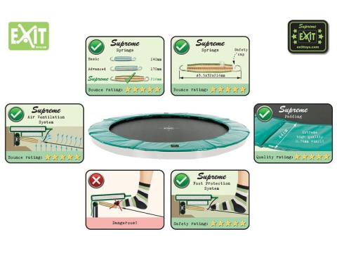 Trampolina naziemna sportowa Dynamic 244x427cm Exit