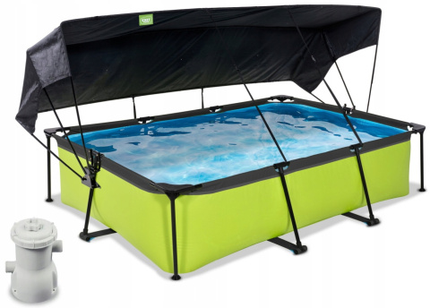 Basen ogrodowy stelażowy 300x200x65 cm limon z osłoną przeciwsłoneczną Exit