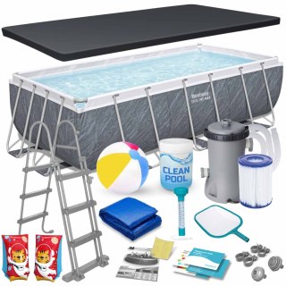 Basen ogrodowy stelażowy 404 x 201 x 100 cm 18w1 Bestway 56721