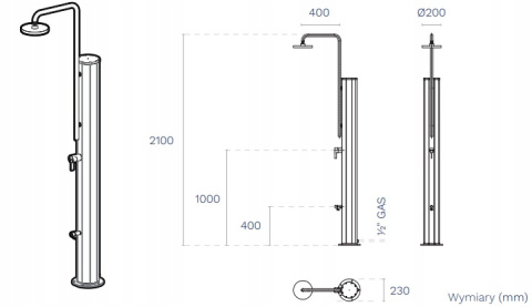 Prysznic ogrodowy basenowy solarny 30 l Astralpool 74052CL153