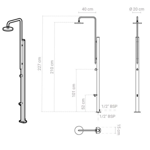 Prysznic ogrodowy basenowy solarny 30 l Astralpool 74052CL153