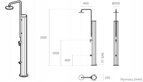 Prysznic ogrodowy basenowy solarny 30 l Astralpool 74052CL156