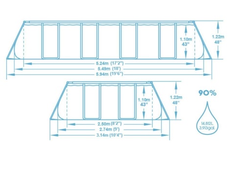 Basen ogrodowy stelażowy 549 x 274 x 122 cm 12w1 Bestway 56998