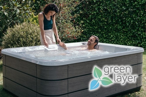 Wanna z hydromasażem jacuzzi spa ogrodowe 198x198x74 cm Malea + Audio 2.0 Astralpool