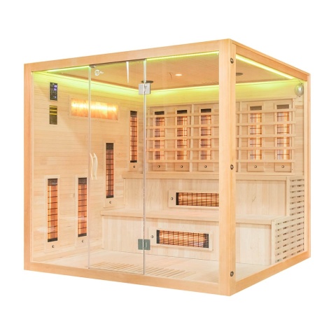Sauna na podczerwień z kamieniem solnym 220x200x200 cm 4-osobowa Infrared XXl