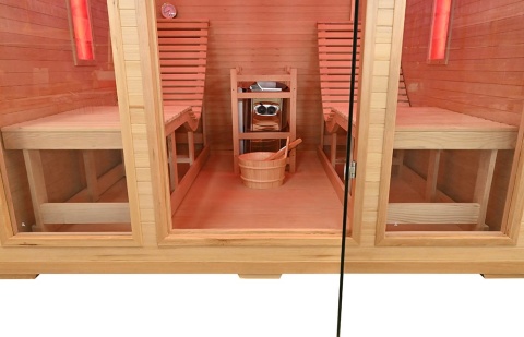 Sauna ogrodowa sucha z piecem HARVIA 8kW 180x180x190 cm 2 osobowa
