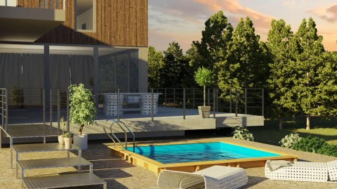 Basen ogrodowy drewniany 375x200x68 cm Lemon GRE