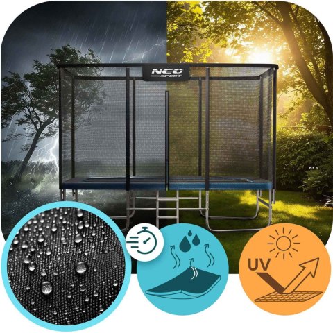Trampolina ogrodowa prostokątna 14x10ft/427x305cm z siatką zewnętrzną i drabinką Neo-Sport