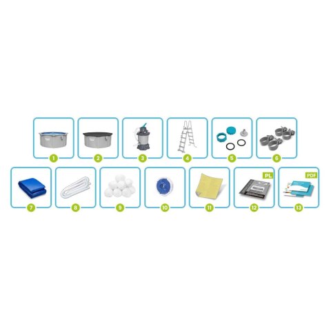 Basen ogrodowy panelowy całoroczny 305 x 122 cm 13w1 Bestawy 56566