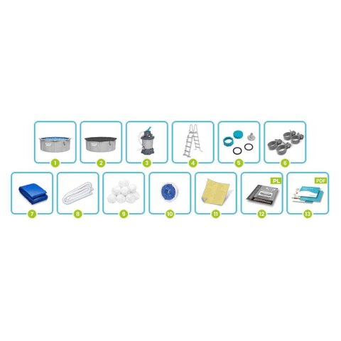 Basen ogrodowy panelowy całoroczny 366 x 122 cm 13w1 Bestawy 56574