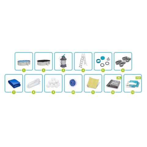 Basen ogrodowy panelowy całoroczny 500x366x122 cm 13w1 Bestawy 56586