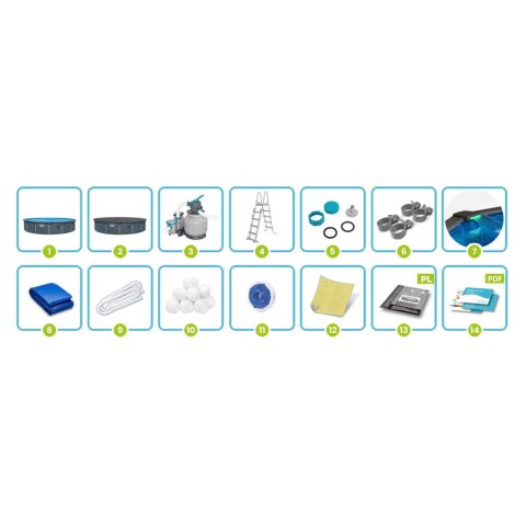 Basen ogrodowy panelowy całoroczny 732 x 132 cm 13w1 Bestawy 561RP