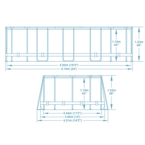 Basen ogrodowy stelażowy 610 x 366 x 122 cm 13w1 Bestway 56719N