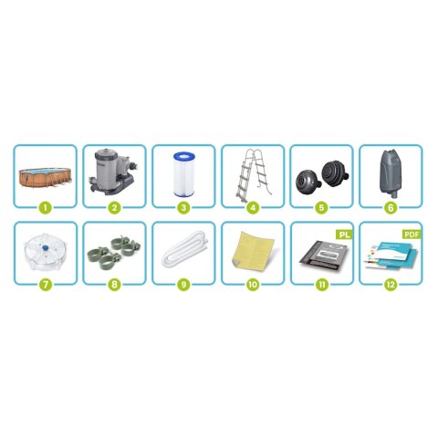 Basen ogrodowy stelażowy 610 x 366 x 122 cm 13w1 Bestway 56719N