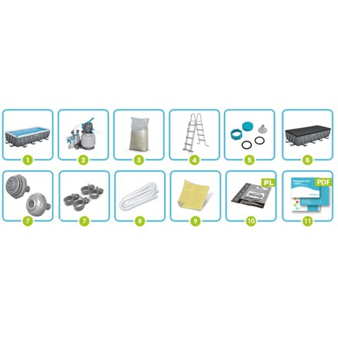 Basen ogrodowy stelażowy 640 x 274 x 132 cm 12w1 Bestway 5612B