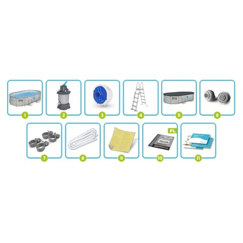 Basen ogrodowy stelażowy 488 x 305 x 107 cm 11w1 Bestway 56946