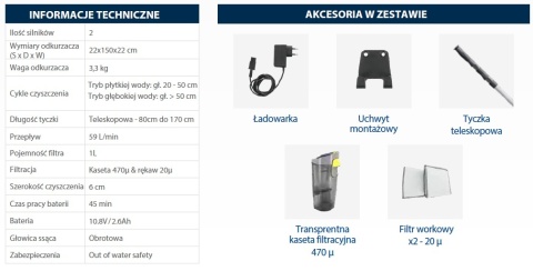 Odkurzacz basenowy ręczny Zodiac MHV 20 Serenit Gre
