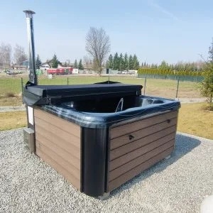 Balia ogrodowa 220 cm Akryl Black Marble A09
