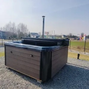 Balia ogrodowa 220 cm Akryl Black Marble A09
