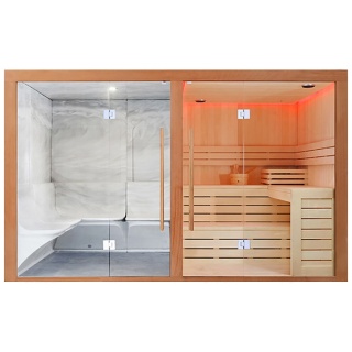 Sauna sucha z piecem 6 kW + parowa 340x175x210 cm 4 osobowa