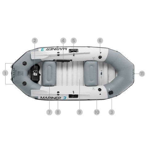 Ponton Mariner 3 wiosła + pompka 297 x 127 x 46 cm INTEX 68373